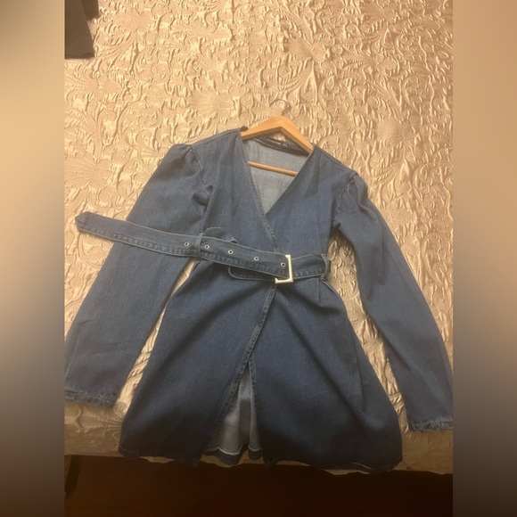 Mini belted denim dress - Picture 3 of 4